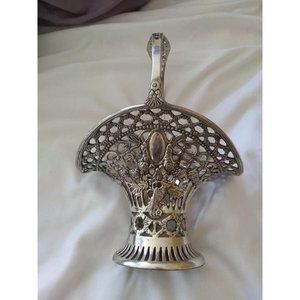 Vintage European Silver Plated Basket with rotating handle